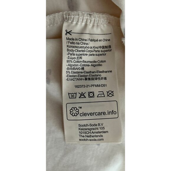 Scotch & Soda Cream T-Shirt With Taco Print Cotton/Elastane Blend Mens Size M - Picture 6 of 8